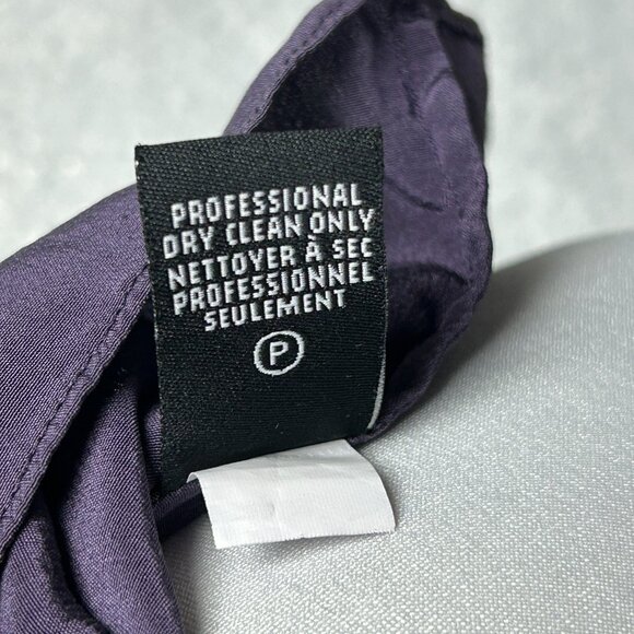 Tibi Blouse Women 4 100% Silk Roll Tab Sleeve Purple Embellished Beaded Feathers - Picture 12 of 12